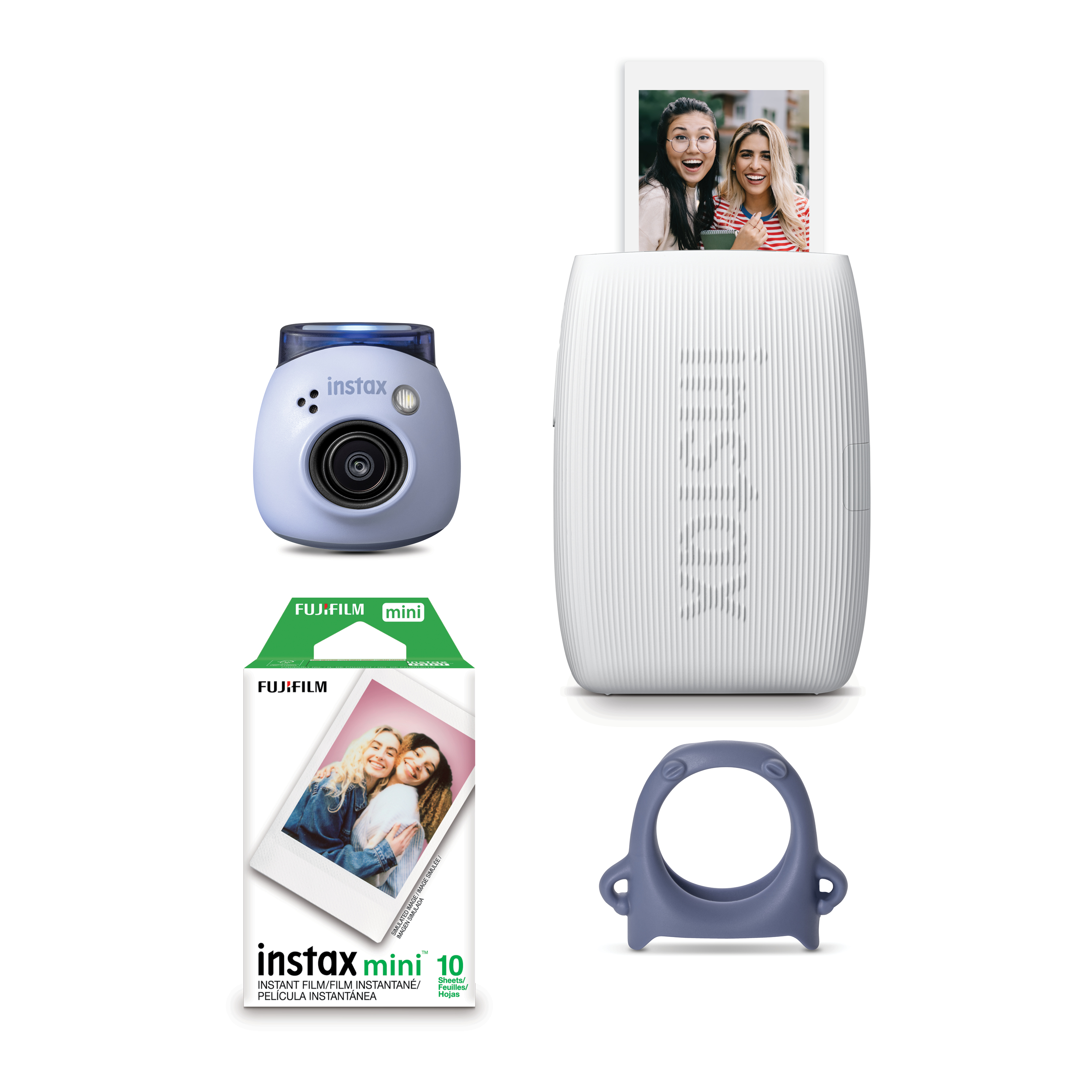 Custodia Rieibi Per Fotocamera Fujifilm Mini Pal - Pelle PU A Quadri Blu Con Cinturino Da Polso, Protezione E Stile
