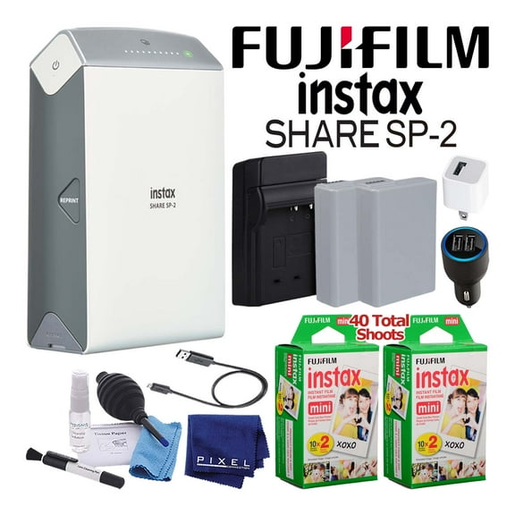 Fujifilm Instax Share Smartphone Printer SP-2 (Silver) + 40-Films Deluxe Kit