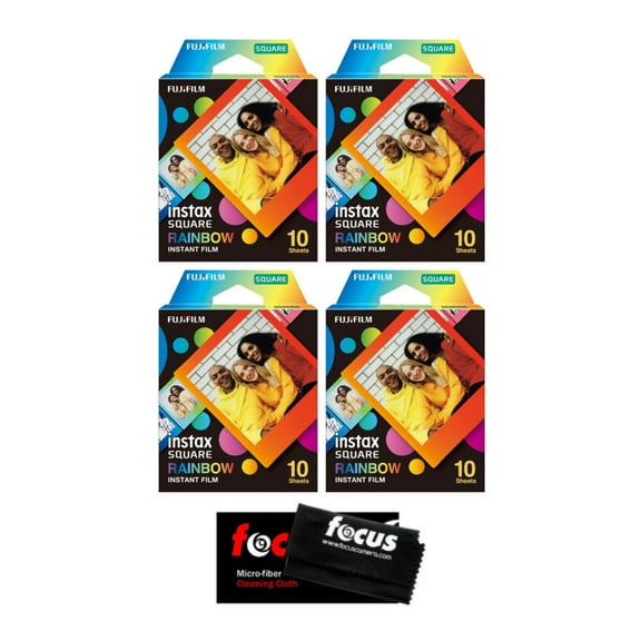 Fujifilm Instax Square Instant Film (4-Pack) with Microfiber Cleaning Cloth