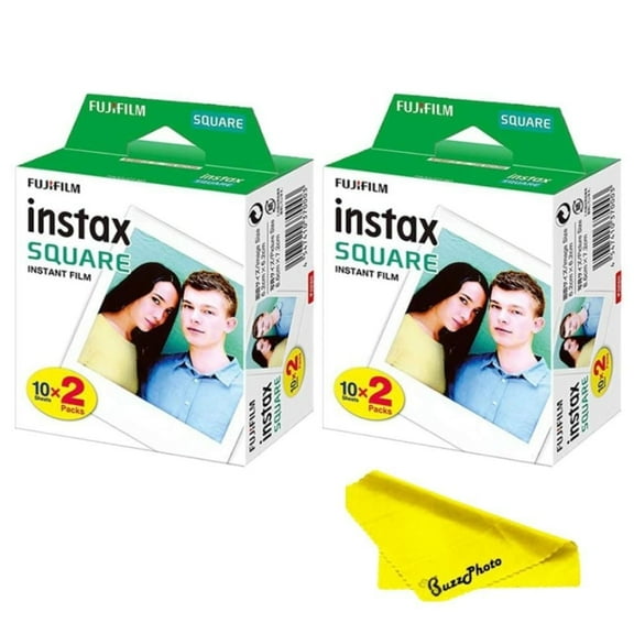 Fujifilm Instax Square Twin Pack Instant Films (White) - BuzzPhoto Value Pack (40 Sheets)