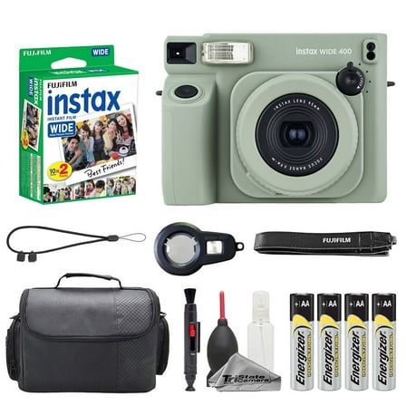 Fujifilm Instax Wide 400 Instant Film Camera (Green) + Case + INSTAX WIDE Instant Film (20 Sheets) + Cleaning Kit