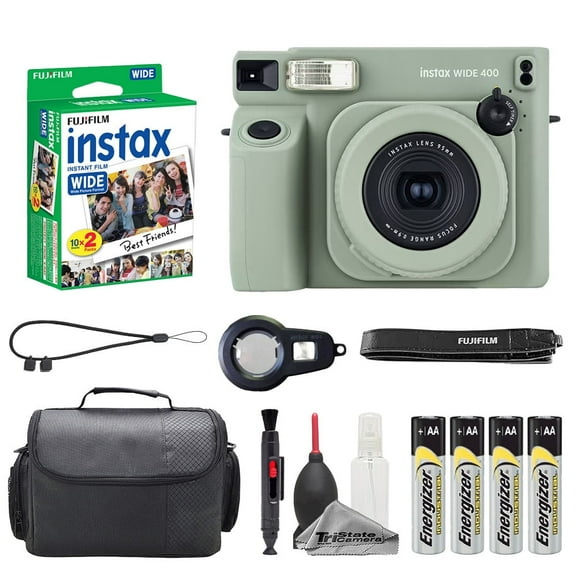 Fujifilm Instax Wide 400 Instant Film Camera (Green) + Case + INSTAX WIDE Instant Film (20 Sheets) + Cleaning Kit