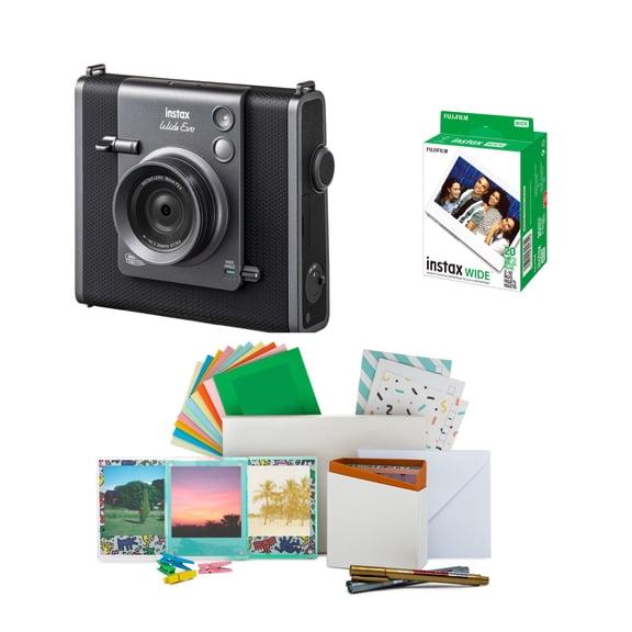 Fujifilm Instax Wide Evo Hybrid Instant 16 Megapixel Film Camera Bundle with Instax Wide Film and Accessories Kit (3 Items)