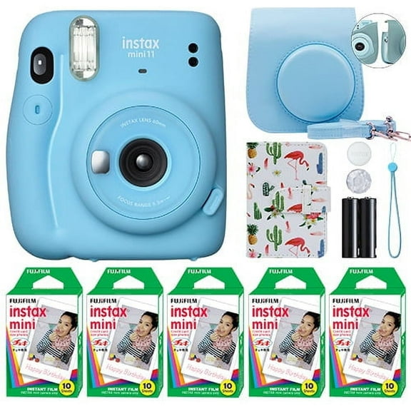 Fujifilm Mini Instant Film Camera with, 50 Film Sheets, Blue (9 Count)