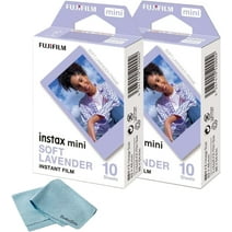 Fujifilm Mini Instant Film - Soft Lavender Instax Film + 20 Sheets Bundle + BluebirdSales Microfiber Cleaning Cloth Instant Mini Camera Perfect for Instant Photography