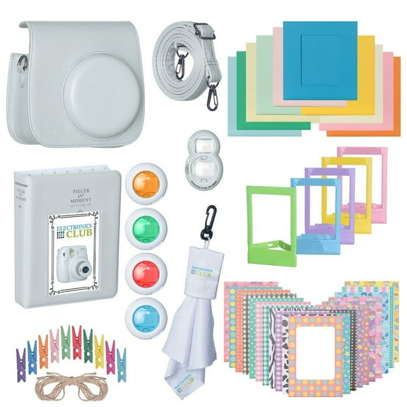 Fujifilm Premium Leather Camera Case with Accessories Kit Bundle For Instax Mini 9 Instant Film Camera | Includes Camera Strap + Photo Album + Picture Frames + Selfie Lens + Cleaning Cloth & More