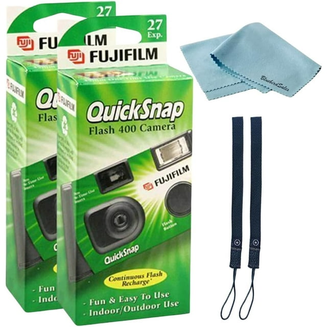Fujifilm QuickSnap Flash 400 Disposable 35mm Camera • 2 Pack • 2 Hand Straps • BluebirdSales