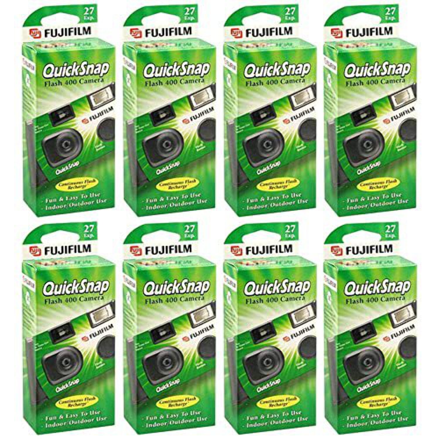 Fujifilm QuickSnap Flash 400 One Time Use 35mm Camera with Flash, 27 Exposures, 8-Pack