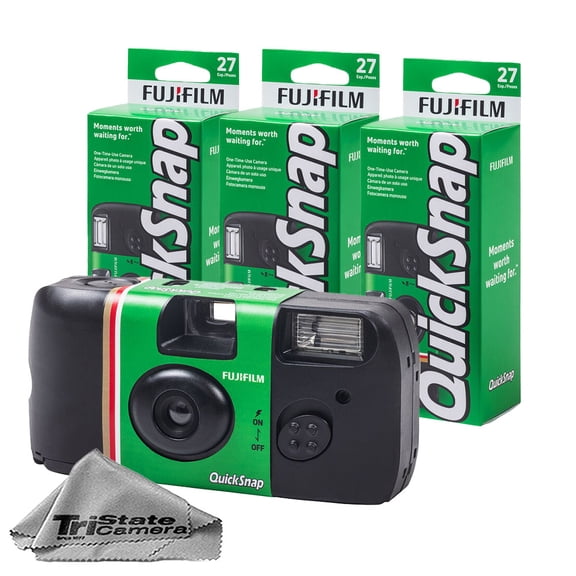 Fujifilm QuickSnap Flash 400 One-Time-Use Disposable Camera (3 Pack) + Cleaning Kit