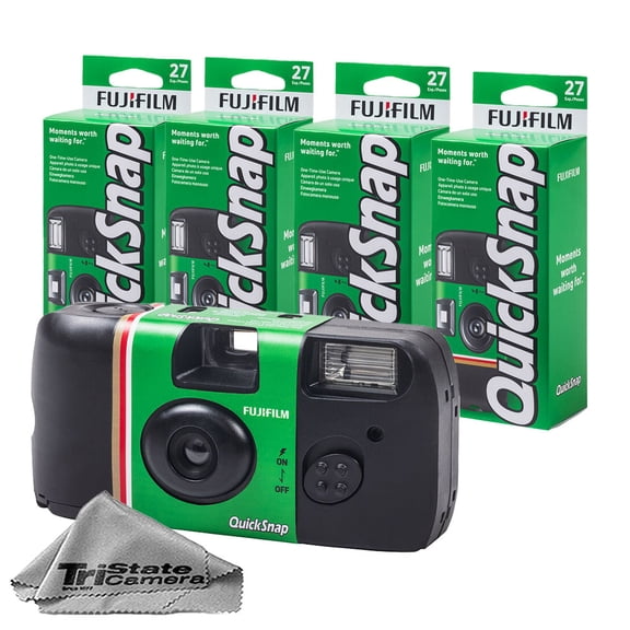 Fujifilm QuickSnap Flash 400 One-Time-Use Disposable Camera (4 Pack) + Cleaning Kit