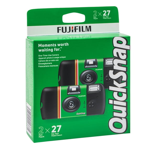 Fujifilm Quicksnap One Time Use 35mm Camera with Flash, 2 Pack