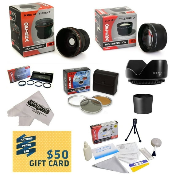 Fujifilm S602 S7000 S20 6900 Ultimate 15 Piece lens Kit with 0.20X Fisheye, 5 PC Close-Up Set, 2.2x Telephoto Lens, 3 PC Pro Filter Kit, Cleaning Kit, Mini Tripod, Microfiber Cloth
