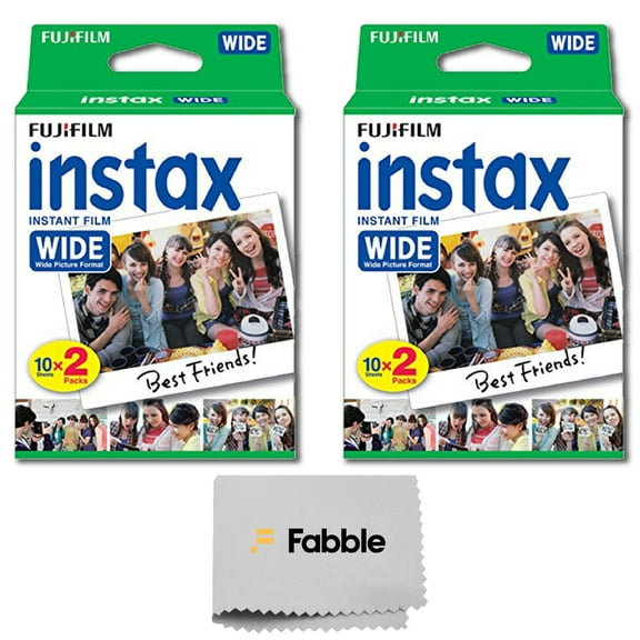 Fujifilm Wide Instant Film Twin Pack X2 (40 Sheets) + Camera and Lens Cleaning Cloth