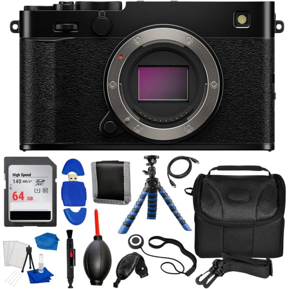 Fujifilm X-E5 Mirrorless Digital Camera (Black) Bundle w/ 64GB SanDisk Ultra Card, Tripod Grip, Gadget Bag, Cleaning Kit, HDMI Cable, Lens Accessories & Many More Accessories