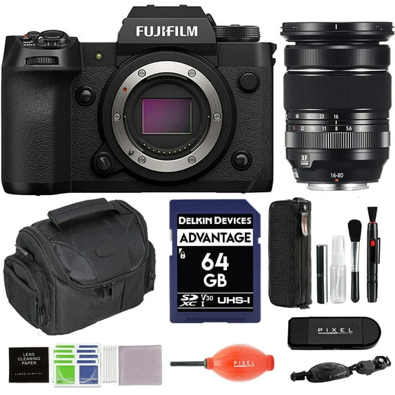 Fujifilm X-H2 Mirrorless Camera with XF16-80mm Lens - Black Bundle with Advanced Accessories | Fuji xh2
