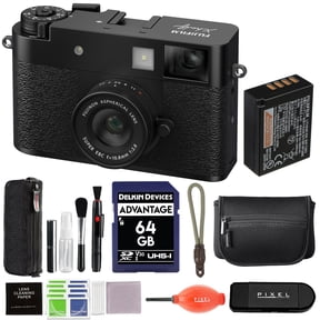 Fujifilm X Half Digital Camera (Black) Bundle with 64GB SD Card + Rope Wrist Strap + Camera Pouch + More Advanced Accessories | Fuji X Half Camera