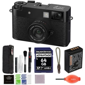 Fujifilm X Half Digital Camera (Black) Bundle with 64GB SD Card + Rope Wrist Strap + More Advanced Accessories | Fuji X Half Camera