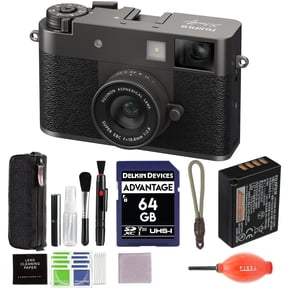 Fujifilm X Half Digital Camera (Charcoal Silver) Bundle with 64GB SD Card + Rope Wrist Strap + More Advanced Accessories | Fuji X Half Camera