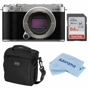 Fujifilm X-M5 Mirrorless Camera, Silver, Bundle with 64GB Memory Card, Camera Case