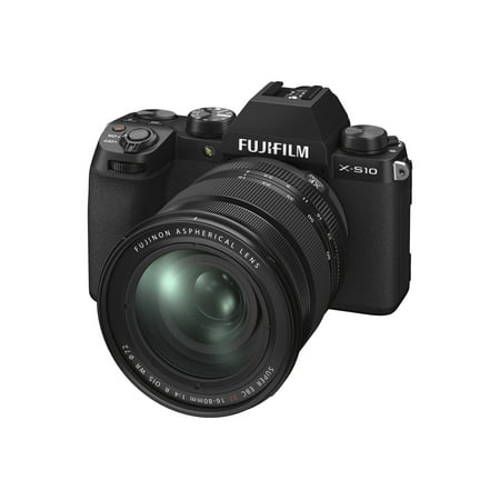 Fujifilm - X-S10 Mirrorless Camera Body with XF16-80mm F4 R OIS WR Telephoto Lens - Black