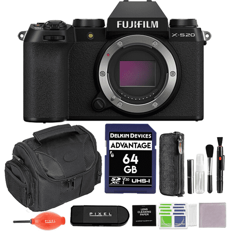 Fujifilm X-S20 Mirrorless Camera Body Bundle with 64GB SD Card + Gadget Bag + Advanced Accessories | Fuji x-s20