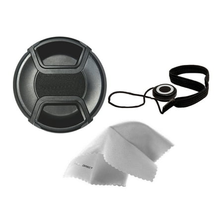 Fujifilm X-T1 Lens Cap Center Pinch (52mm) + Lens Cap Holder + Nw Direct Microfiber Cleaning Cloth.