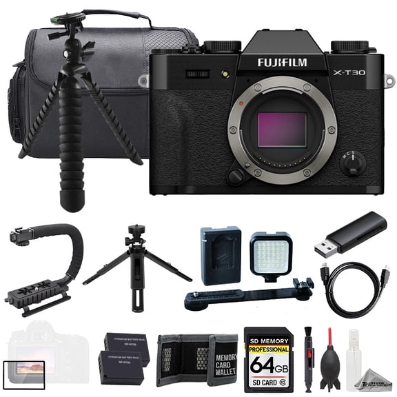 Fujifilm X-T30 III Mirrorless Camera (Black) + 64GB + Ext Batt+ LED Light- ULTIMATE Kit (International Version)