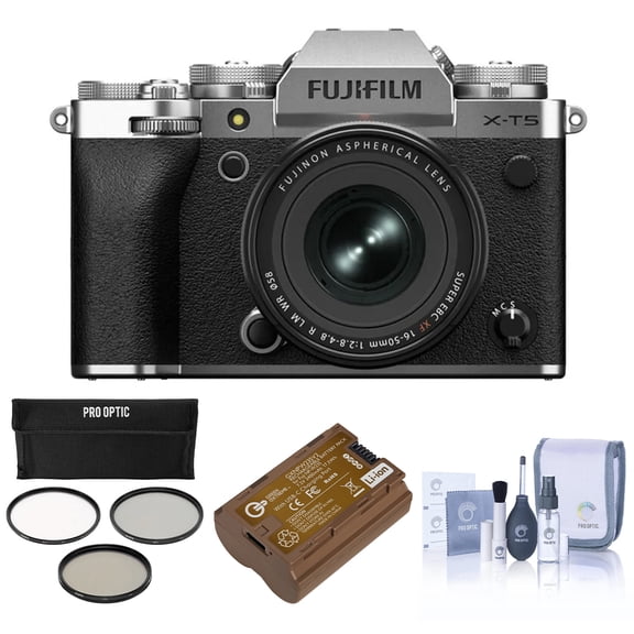 Fujifilm X-T5 Camera XF 16-50mm f/2.8-4.8 R Lens, Silver, w/128GB SD Card