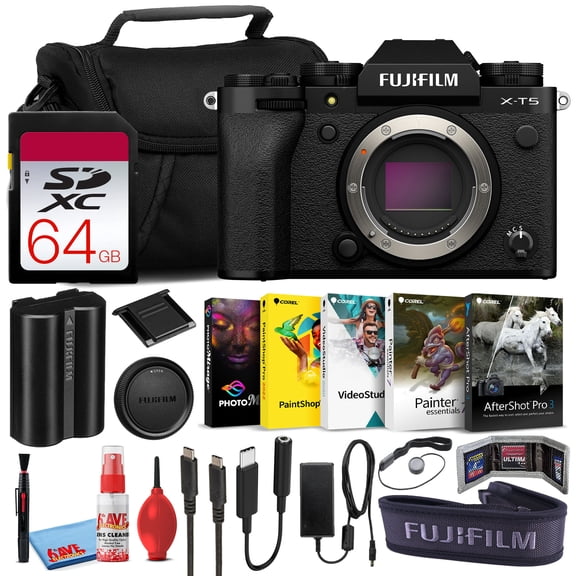 Fujifilm X-T5 Mirrorless Digital Camera (Body Only, Black), 40.2MP APS-C + Bundle