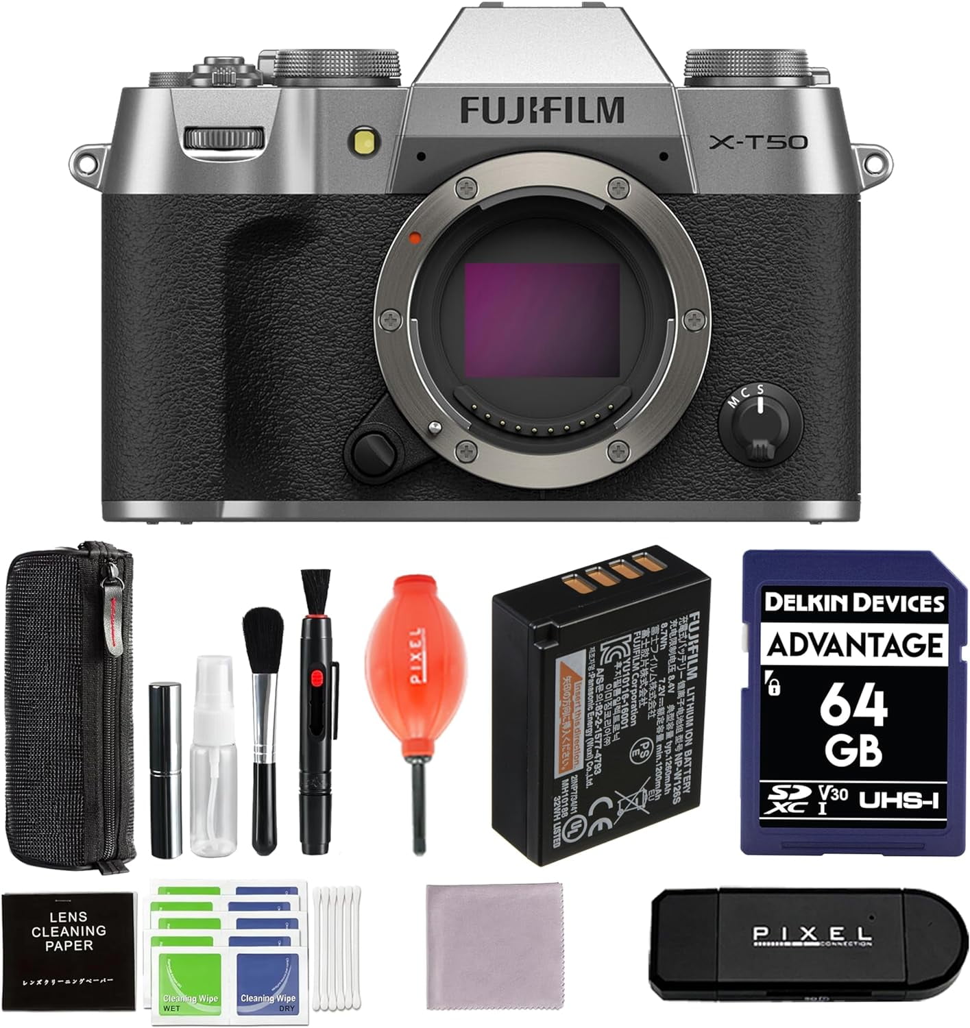 Fujifilm X-T50 Mirrorless Camera (Silver) Bundle with Fujifilm X-T50 Mirrorless Camera (Silver) Bundle with