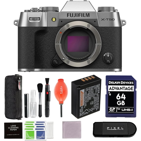 Fujifilm X-T50 Mirrorless Camera (Silver) Bundle with Advanced Accessories | Fuji xt50