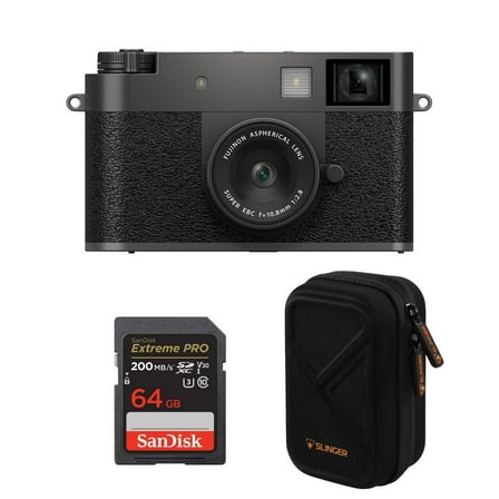 Fujifilm X half Digital Camera, Charcoal Silver, Free Accessories Bundle