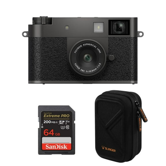 Fujifilm X half Digital Camera, Charcoal Silver, Free Accessories Bundle