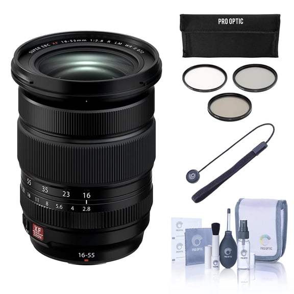 Fujifilm XF 16-55mm f/2.8 R LM WR II Lens, Bundle with 72mm Filter Kit, Lens Case, Lens Cap Tether, Cleaning Kit