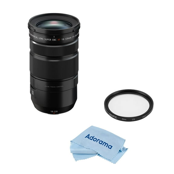 Fujifilm XF 18-120mm f/4 LM PZ WR Lens, Black with 72mm Multi Coated UV Slim Filter, Cleaning Cloth