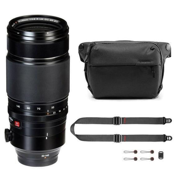 Fujifilm XF 50-140mm f/2.8 R LM OIS WR Lens, Bundle with Peak Design 6L Everyday Sling V2, SlideLITE Strap
