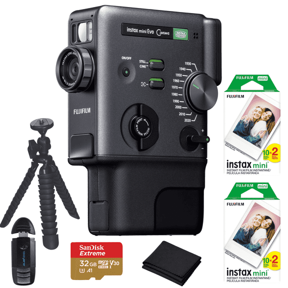 Fujifilm Instax Evo Cinema Smartphone Integration Instant Digital Cameras, Black, 1 Count