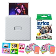 Fujifilm instax Link Wide Printer Ash White With Instax Wide Film Twin Pack 20 Pictures And Photo Frames and Stickers
