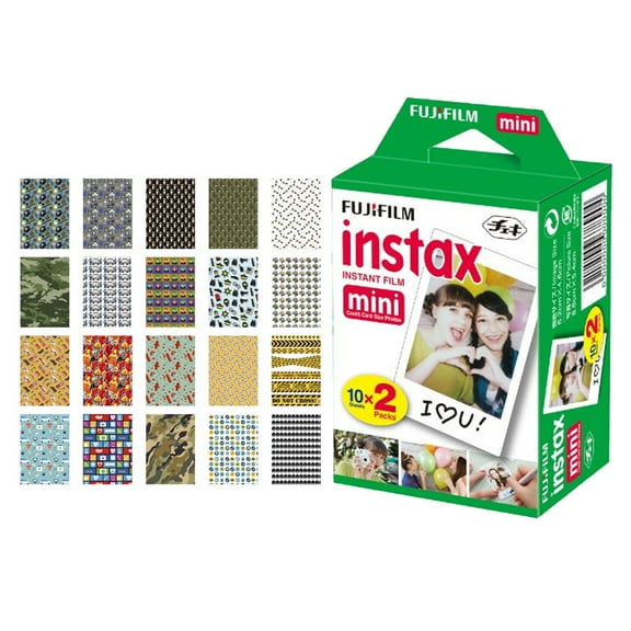 Fujifilm instax Mini Instant Film (20 Exposures) + 20 Sticker Frames for Fuji Instax Prints Service Package