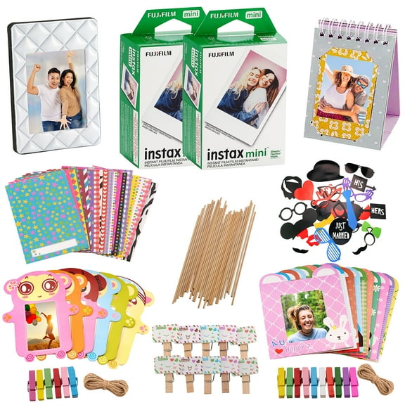 Fujifilm instax mini 8 Instant Film Camera Accessory Bundle with 40 Sheets, White, 60+ Pieces