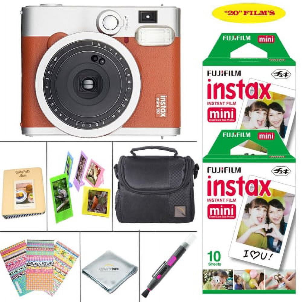 Fujifilm instax mini 90 Instant Film Camera (Brown) + Fujifilm instax