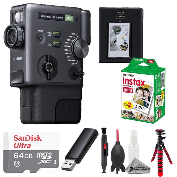 Fujifilm instax mini Evo Cinema Hybrid Instant Camera w/ 1-Pack Film, Album & 64GB Card