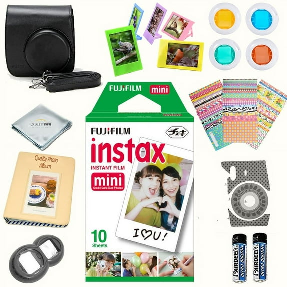 Fujifilm instax mini Film accessories KIT BLACK includes - instant film 10 pack + deluxe bundle for Fujifilm instax mini Film camera