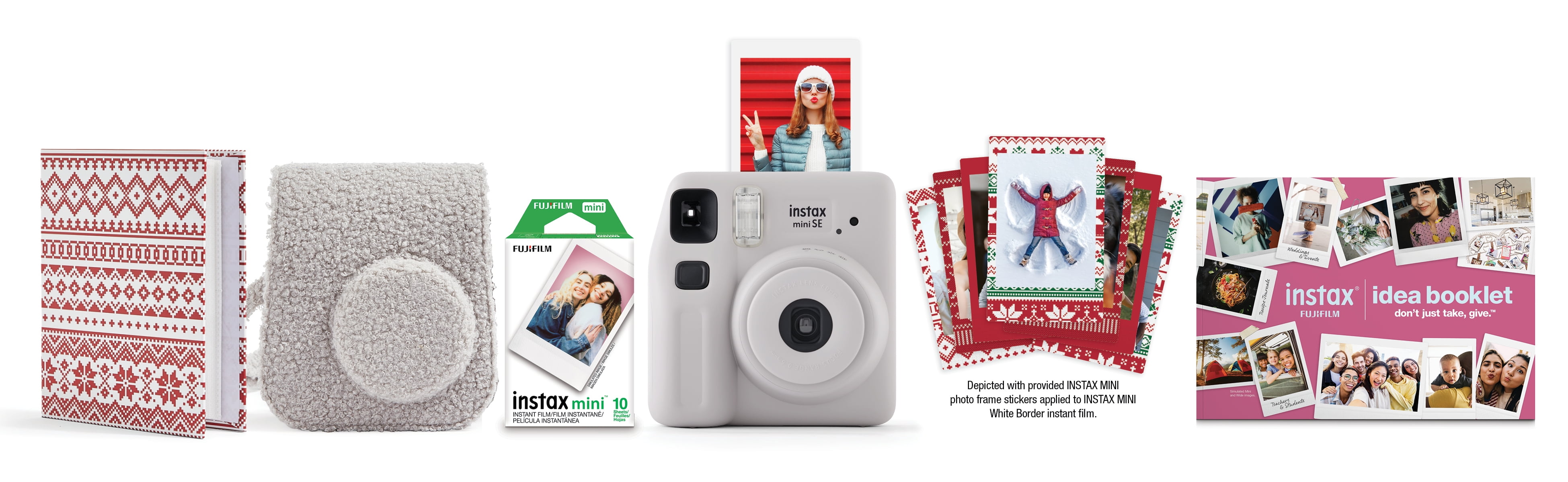 Fujifim Instax Mini SE Instant Camera Nordic Holiday Bundle 2024, Gray