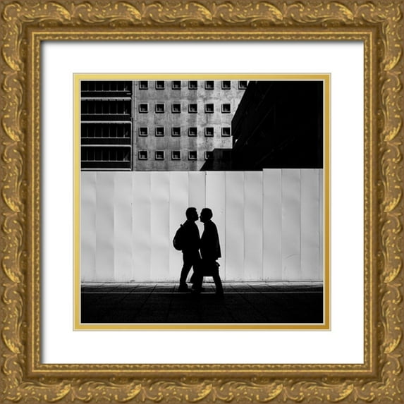 Fujii, Yuzo 15x15 Gold Ornate Wood Framed with Double Matting Museum Art Print Titled - Air Kiss