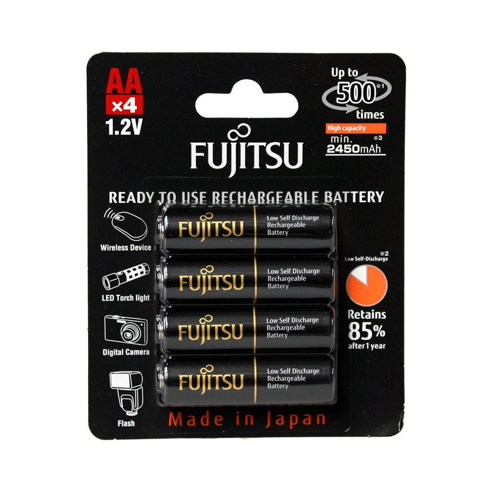 Fujitsu HR-3UTHCEX(4B) 4-Pack AA High Capacity Ni-MH Pre-Charged Rechargeable Batteries (Made in Japan)