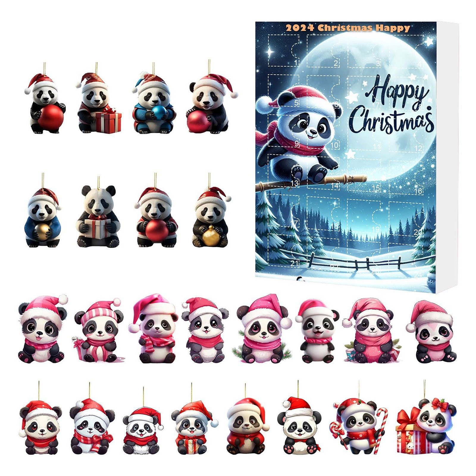 Fukaraa 2024 Christmas Countdown Advent Calendar Cute Panda Cartoon