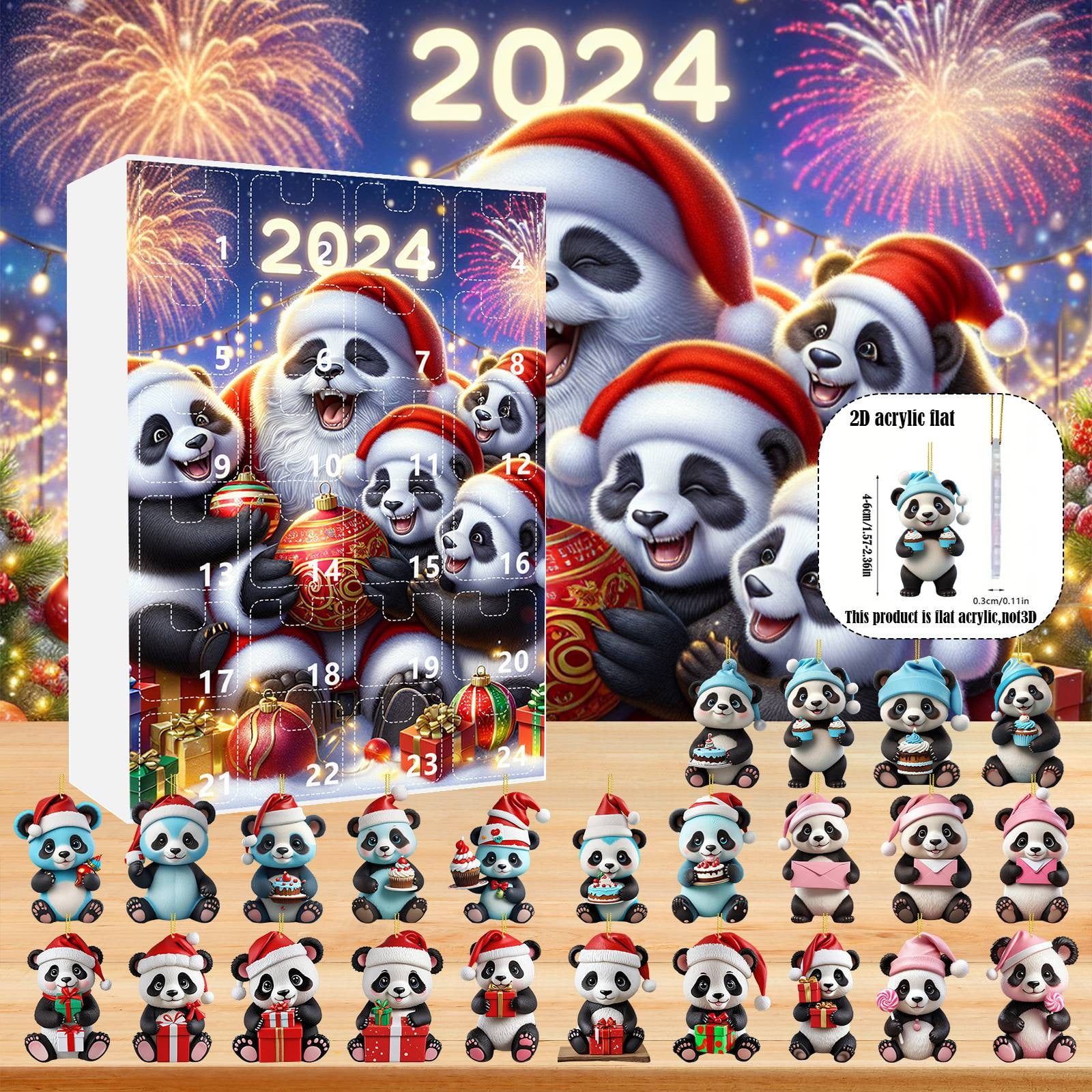 Fukaraa 2024 Christmas Panda Countdown Advent Calendar Trendy Blind Box