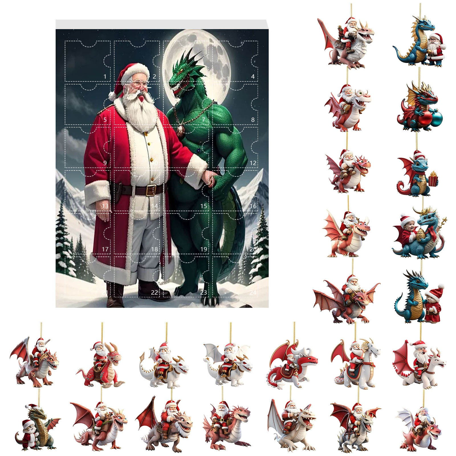Fukaraa 2024 Dinosaur Christmas Countdown Advent Calendar Trendy
