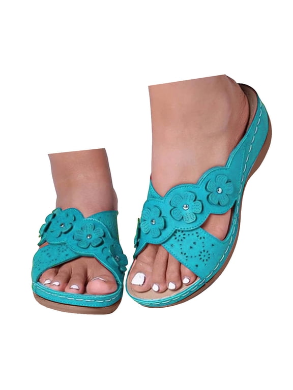 2025 Dressy Slides Women Memory Foam Slip-On Platform Summer Comfortable